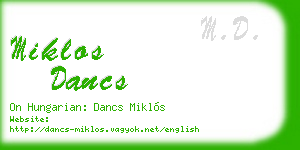 miklos dancs business card