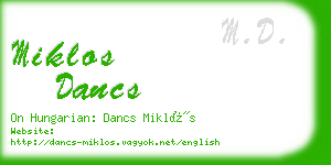 miklos dancs business card